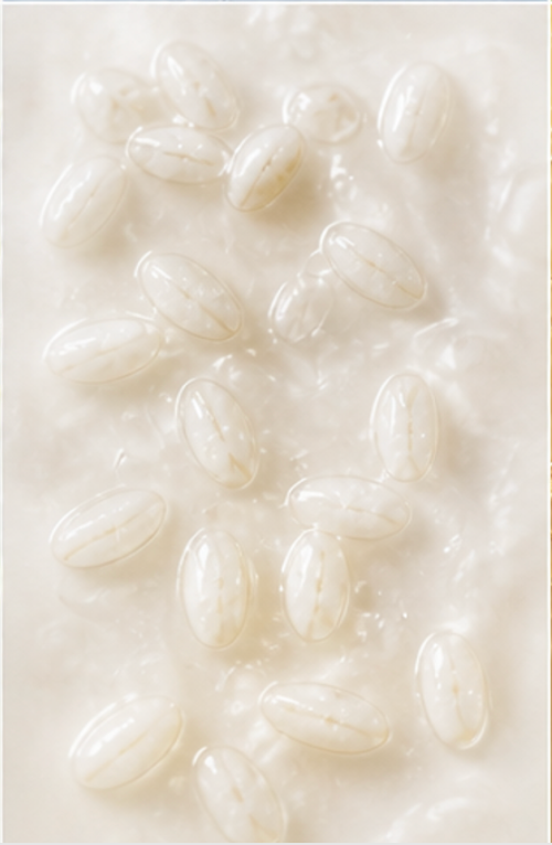 Close up of milky rice representing Oryza Sativa Rice Extract. 